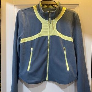 FP Movement by Free People Blue/Yellow Jacket (Skyline & Citrus) Fleece Sz L NEW
